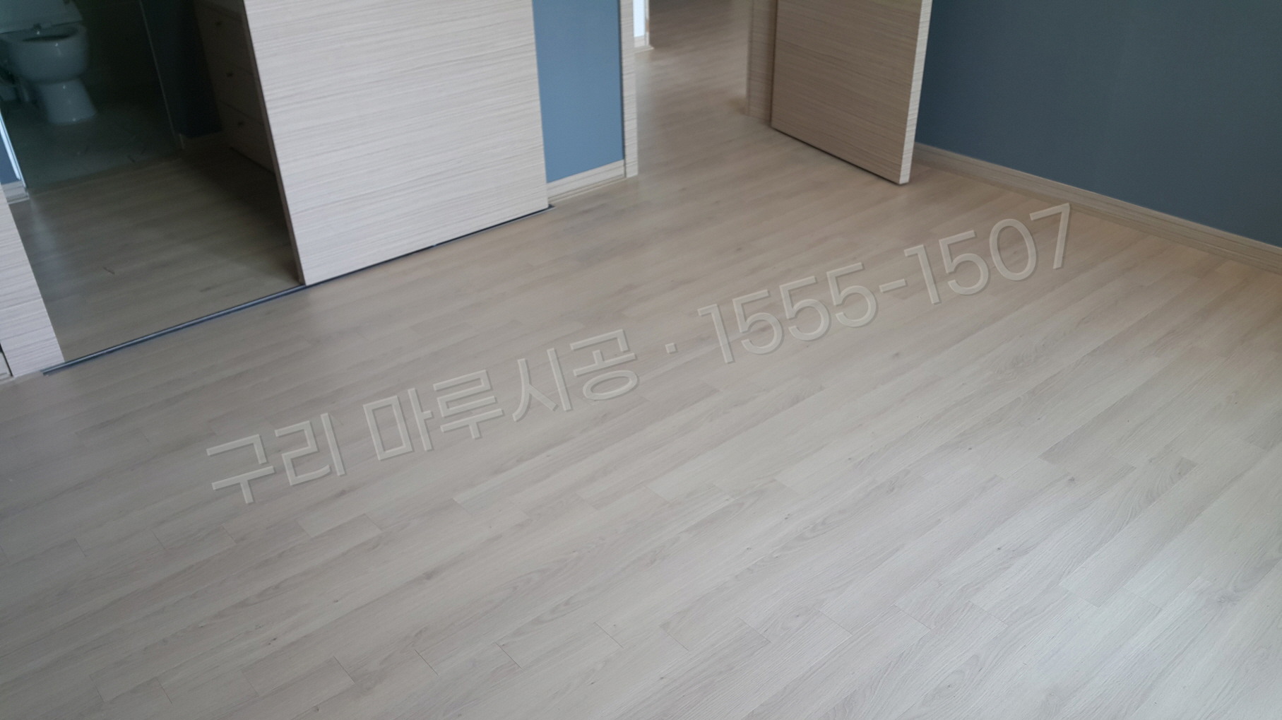 구리 인창동 바닥공사 마루시공업체 한솔 울트라 화이트워시오크 아파트 시공 후